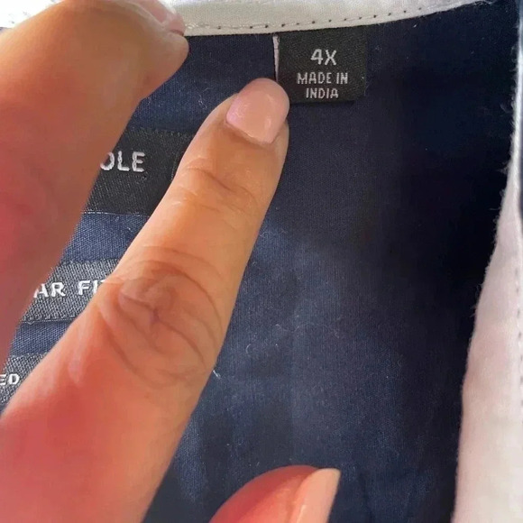 Kenneth Cole New York  Navy short sleeve button down shirt sz 4XL - Picture 3 of 6